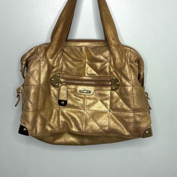 Rafe New York Quilted Metallic Good Distressed Leather Shoulder Bag - Picture 2 of 14